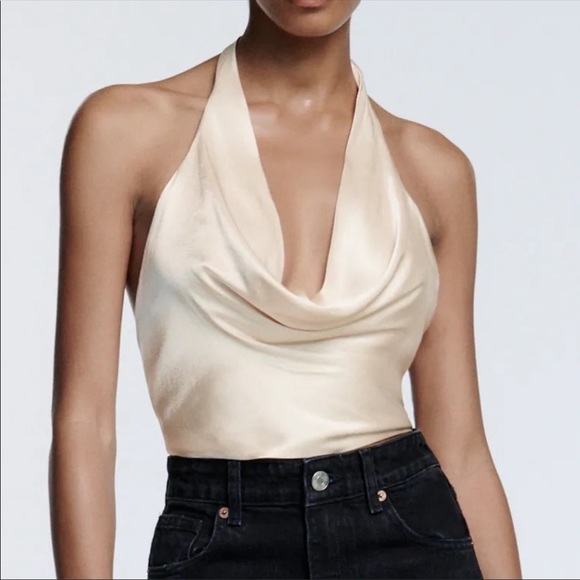 ZARA CHAMPAGNE SATIN - Picture 3 of 5